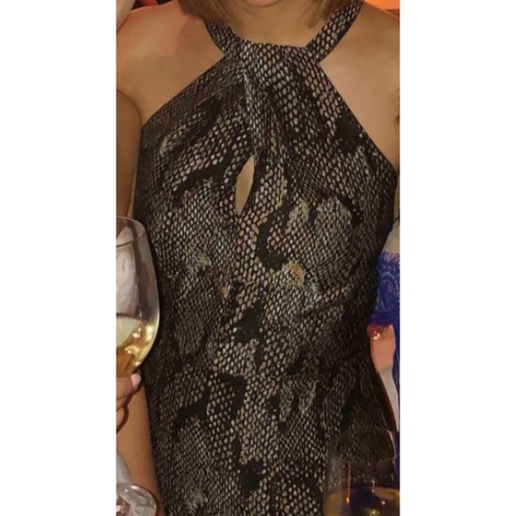 H&M brown metallic snake print dress size 4 - Picture 2 of 5